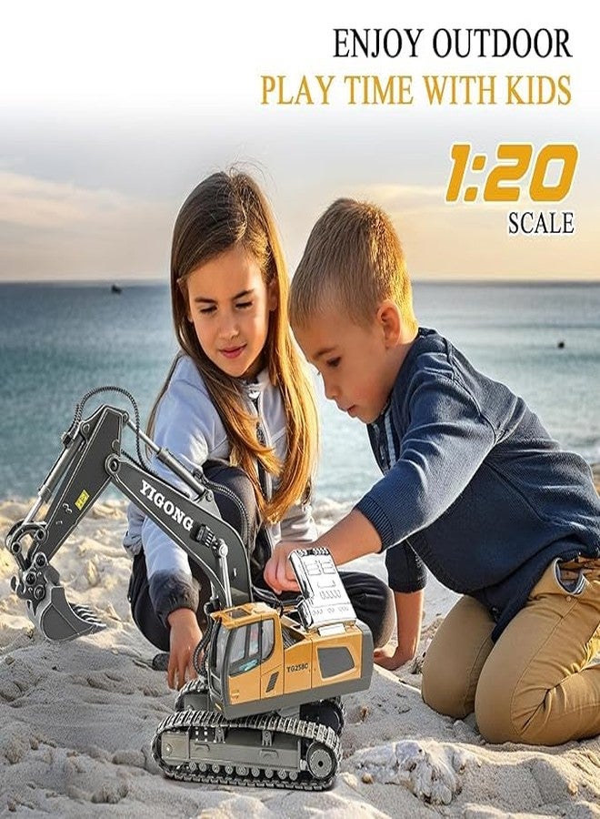 JOYJAY Remote Control Excavator Toy, for 6+ Years Old Boys, 11-Channel RC Excavator Toy, with Metal Shovel, 2.4GHz RC Construction Vehicle, The Best Birthday for Kids (Excavator Toy) - Image 2